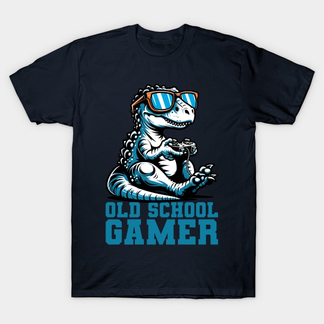 Old School Gamer - Dinosaur T-Shirt by Muslimory